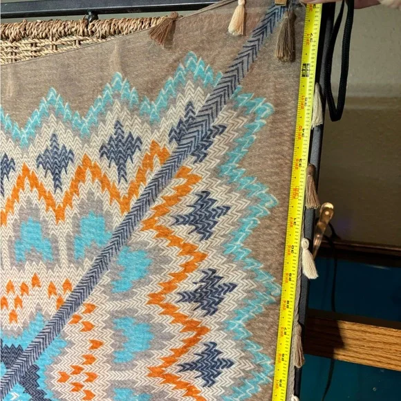 Vintage Women's Khaki and Blue Scarf-wraps,boho sheik - Picture 9 of 9